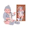 Hiszpańska lalka bobas chłopiec John w szarym sweterku - 45cm