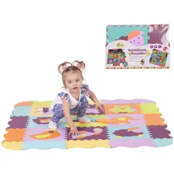 Piankowe puzzle podłogowe Wesołe Zoo z obrzeżem – 77 elementów