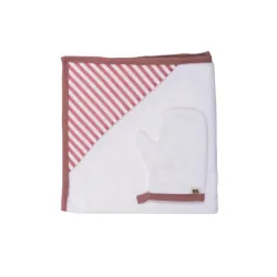 Baby Bites Ręcznik z kapturkiem 85 x 85 cm + myjka Sailor Pink