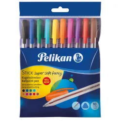 Zestaw 10 kolorowych długopisów Stick Super Soft Pelikan