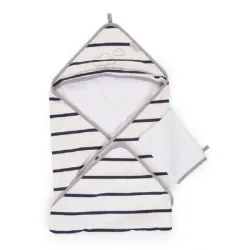 Childhome Ręcznik z kapturkiem + myjka Jersey