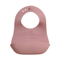 Filibabba Śliniak gumowy z kieszonką Dusty Rose
