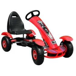 Duży GOKART na pedały dla dziecka POMPOWANE koła - Czerwony