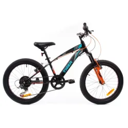 Rowerek dla dzieci 20" Tiger Bike z amortyzatorem czarno- szaro - turkusowym