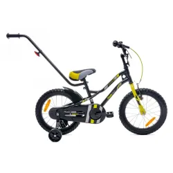 Rowerek dla dzieci 16" Tiger Bike z pchaczem czarno - żółty