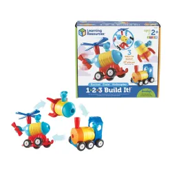 Pojazdy, Zestaw konstrukcyjny, Rakieta, Pociąg, Helikopter, 1-2-3 Build It!