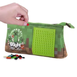 Neoprenowy Piórnik na Suwak, Kosmetyczka, Saszetka, PIXIE CREW, MINECRAFT