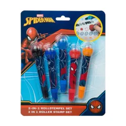 Zestaw 2 w 1, Flamastry ze Stempelkami 5 szt. Spiderman