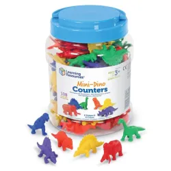Figurki do Nauki Liczenia, Kolorów i Kształtów, Mini Dino, Zestaw 108 szt