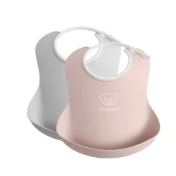 BABYBJORN - 2 śliniaki -  Grey / Powder Pink