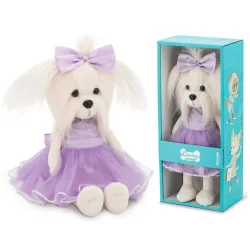 Przytulanka piesek Lucky Mimi w liliowej sukience - 38cm