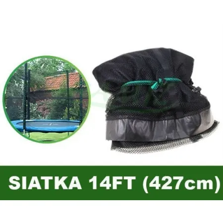Siatka ochronna do trampoliny 14 FT (427 cm) 4 nogi - 8 słupków - 8 tuneli ZIELONA