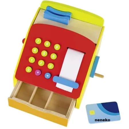 Drewniana kasa fiskalna do sklepu dla dziecka
