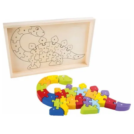 Drewniane puzzle do nauki alfabetu - Dinozaur ABC