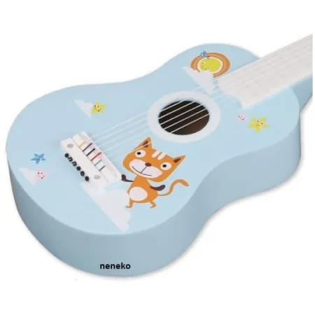 Gitara drewniana z kotkiem dla dziecka
