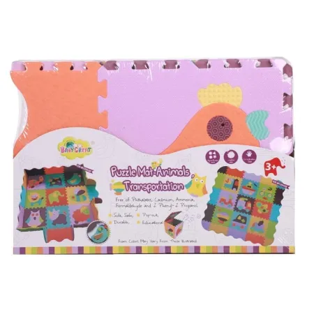 Piankowe puzzle podłogowe Wesołe Zoo z obrzeżem – 77 elementów