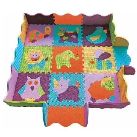 Piankowe puzzle podłogowe Wesołe Zoo z obrzeżem – 77 elementów