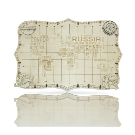 Drewniane puzzle 3D Wooden.City - Ekspedycyjna Mapa Świata - napisy