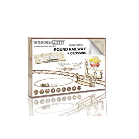 Drewniane puzzle mechaniczne 3D Wooden.City - Okrągłe tory + przejście