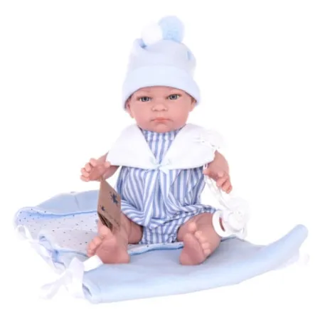 Hiszpańska lalka bobas chłopiec John w śpiworku - 39cm
