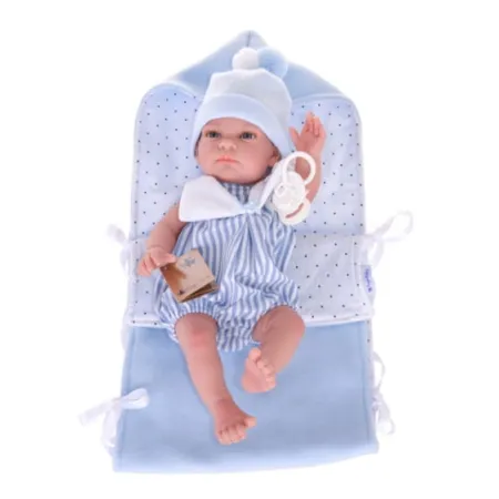Hiszpańska lalka bobas chłopiec John w śpiworku - 39cm