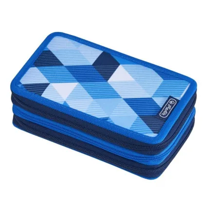 Potrójny piórnik z wyposażeniem 31 części - Blue Cubes
