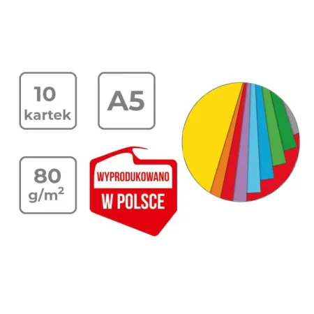 Zeszyt papieru kolorowego A5 10 kart.