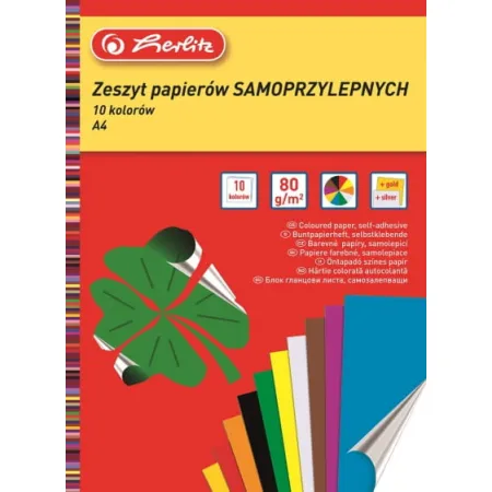 Zeszyt papieru kolorowego samoprzylepnego A4 10 kart.