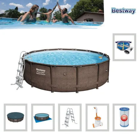 Basen Stelażowy 14FT 427x107 cm Power Steel Deluxe Rattan Series BESTWAY