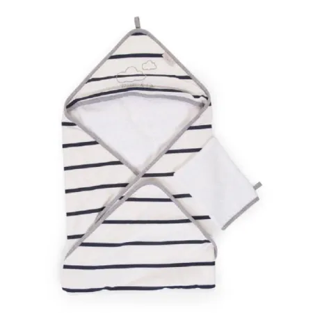 Childhome Ręcznik z kapturkiem + myjka Jersey
