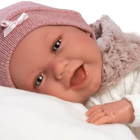 Hiszpańska lalka bobas dziewczynka 42cm z fotelikiem - płacząca