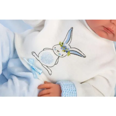 Hiszpańska lalka bobas chłopiec Bimbo z poduszką 35cm - full body