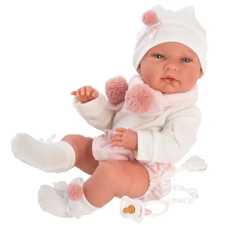 Hiszpańska lalka bobas dziewczynka Nica w beciku 40cm - full body