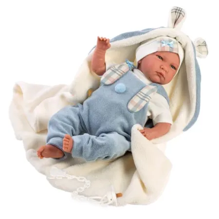 Hiszpańska lalka bobas chłopiec 42cm króliczek - płaczący