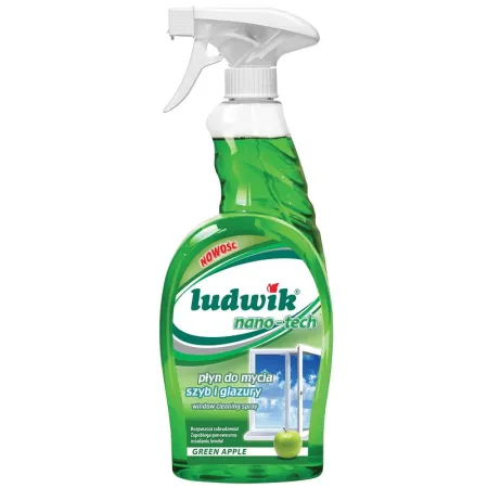 LUDWIK Płyn do mycia szyb i glazury nano-tech 750ml - green apple + ZAPAS 750ml 50% gratis