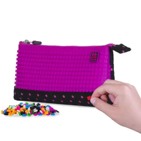 Piórnik na Suwak, Kosmetyczka, Saszetka, PIXIE CREW, Kropki, Purpurowy Panel