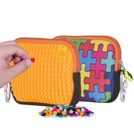 Saszetka, Kosmetyczka, PIXIE CREW, Puzzle, Pomarańczowy Panel