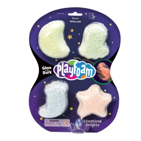 Playfoam, Masa piankowa świecąca w ciemności, modelina, zestaw 4 kolorów