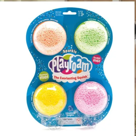 Playfoam, Masa piankowa z brokatem, modelina, zestaw 4 kolorów