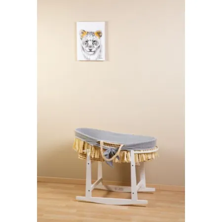 Childhome Kosz mojżesza Boho z materacykiem + Pokrowiec Jersey Grey