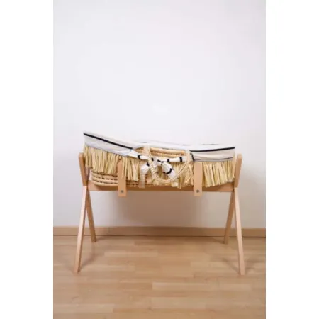 Childhome Kosz mojżesza Boho z materacykiem + Pokrowiec Jersey Marin