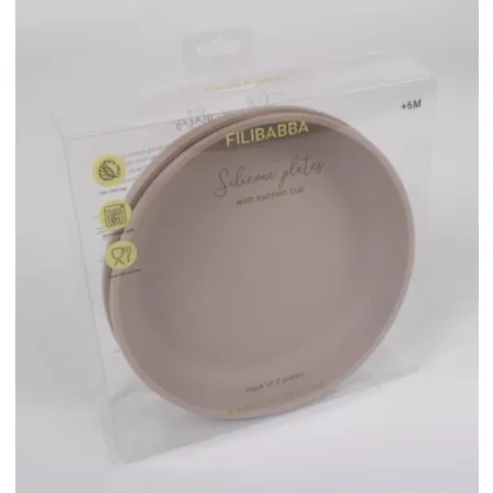 Filibabba Silikonowe talerzyki 2szt. Warm Grey