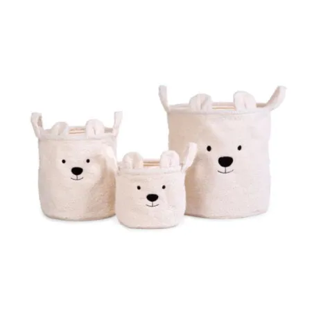 Childhome Zestaw 3 koszy na zabawki Teddy Bear Off