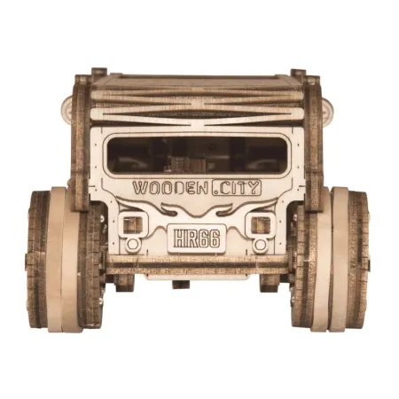 Drewniane puzzle mechaniczne 3D Wooden.City - Samochód Hot Rod