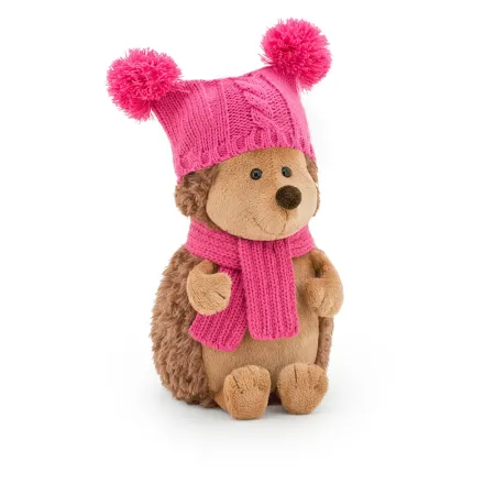 Przytulanka Panna Jeżyk w czapce z dwoma pomponami - 18cm