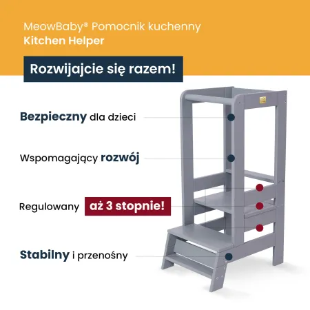 MeowBaby® Kitchen Helper, Drewniany Pomocnik Kuche