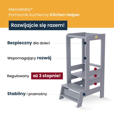 MeowBaby® Kitchen Helper, Drewniany Pomocnik Kuche
