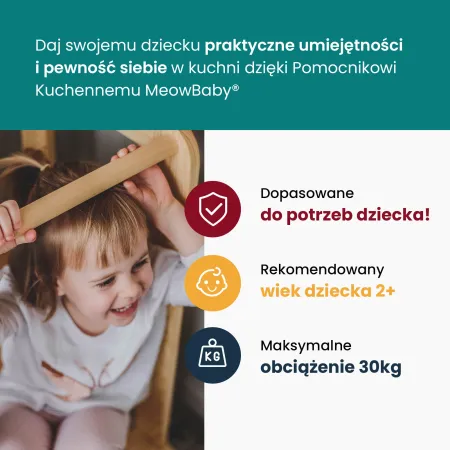 MeowBaby® Kitchen Helper, Drewniany Pomocnik Kuche