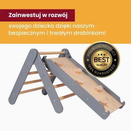 MeowBaby® Drewniana Drabinka 60x61cm i Zjeżdżalnia
