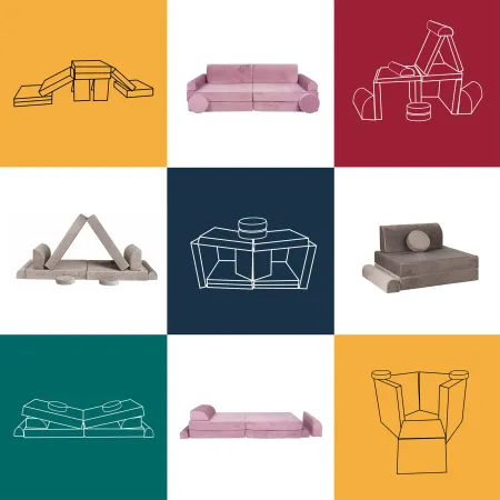 MeowBaby® Sztruksowa sofa dziecięca premium ceglan
